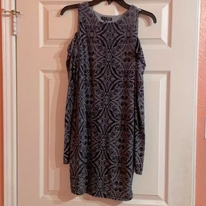 Off the shoulder Gray dress.